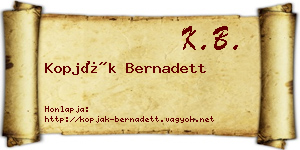 Kopják Bernadett névjegykártya